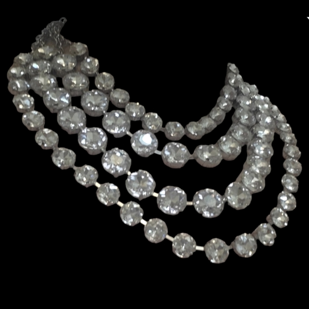 Silver Layered Rhinestone Necklace